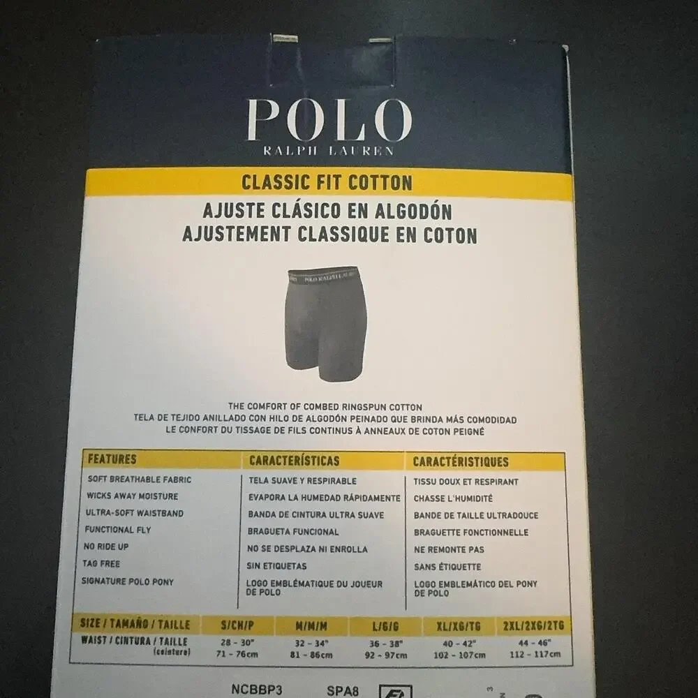 Polo Ralph Lauren Classic Boxer Brief Underwear Mens S Pink Grey Navy 3 Pack